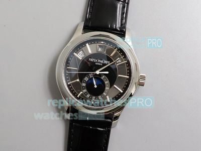 Swiss Caliber 324 Replica Patek Philippe Calatrava 5205G-013 40mm Watch SS Grey & Black Dial GRF